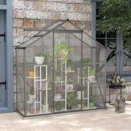 6 X 2.5ft Aluminum Green House Walk-In Polycarbonate Greenhouse, Dark Grey