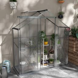 6 X 2.5ft Aluminum Green House Walk-In Polycarbonate Greenhouse, Dark Grey