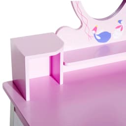 HOMCOM 2 PCS Kids Wooden Dressing Table and Stool Girls Vanity Table with Mirror for Toddlers Age 3 Years +, Pink and White