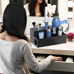 Hair Tool Organizer Bathroom Hair Brush Storage Holder Acrylic Hair Styling Tool Organizer and Holder Bathroom Countertop