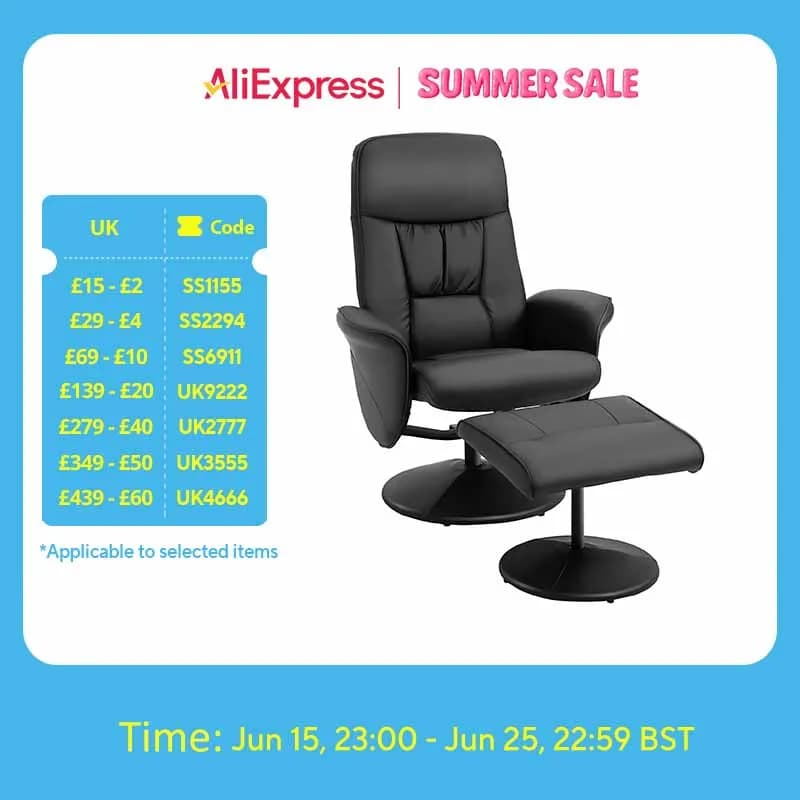 HOMCOM PU Leather Armchair and Footrest Swivel Recliner w/ Ottoman
