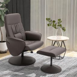 HOMCOM PU Leather Armchair and Footrest Swivel Recliner w/ Ottoman