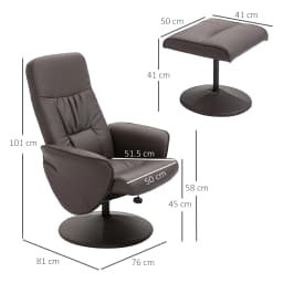 HOMCOM PU Leather Armchair and Footrest Swivel Recliner w/ Ottoman