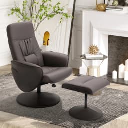 HOMCOM PU Leather Armchair and Footrest Swivel Recliner w/ Ottoman