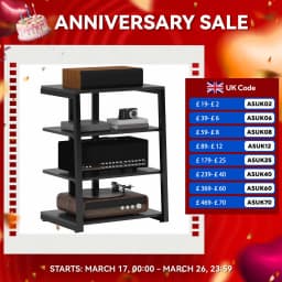 HOMCOM HiFi Rack Stand w/ Power Strip Rack 4-Tier Record Player Stand Black