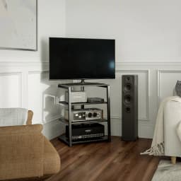 HOMCOM HiFi Rack Stand w/ Power Strip Rack 4-Tier Record Player Stand Black