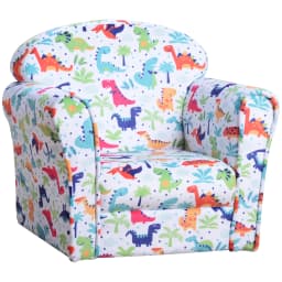 HOMCOM Children's Armchair Flannel Kids Sofa Tub Chair Cartoon Rocket Pattern Wooden Frame Bedroom Playroom Seater