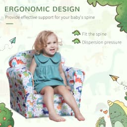 HOMCOM Children's Armchair Flannel Kids Sofa Tub Chair Cartoon Rocket Pattern Wooden Frame Bedroom Playroom Seater
