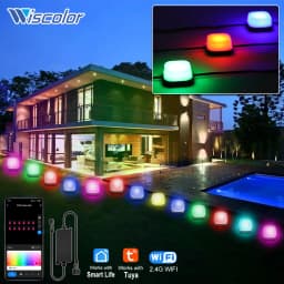 Wiscolor Smart Wifi RGB Lawn Light 30M 30Bulbs IP65 Outdoor Ground LED Light APP Control for Garden Lawn Courtyard