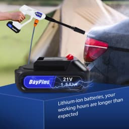 21V Cordless Pressure Washer, Electric Cleaner, Battery-Powered Pressure Washer with Nozzle Foam Pot Filter Basket 5m Water Hose