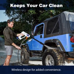 21V Cordless Pressure Washer, Electric Cleaner, Battery-Powered Pressure Washer with Nozzle Foam Pot Filter Basket 5m Water Hose