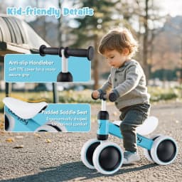 DORTALA Baby Balance Bike No Pedal Infant 4 Wheels Bicycle-Blue