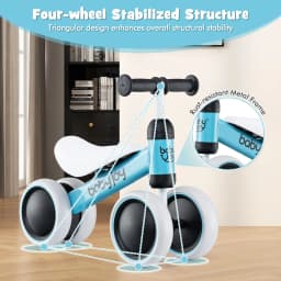 DORTALA Baby Balance Bike No Pedal Infant 4 Wheels Bicycle-Blue