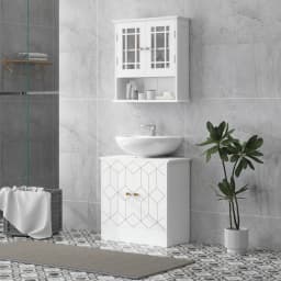 HOMCOM Bathroom Under Sink Cabinet for Basin with or without Pedestal White