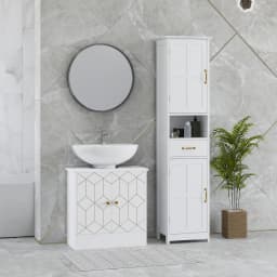 HOMCOM Bathroom Under Sink Cabinet for Basin with or without Pedestal White