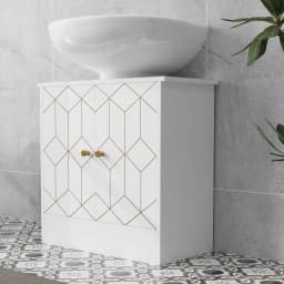 HOMCOM Bathroom Under Sink Cabinet for Basin with or without Pedestal White