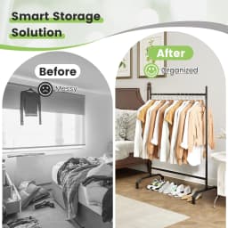 GOFLAME Metal Clothes Rack Heavy-Duty Garment Rack for Display & Storage