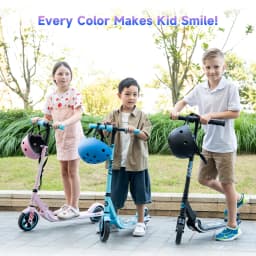 RCB R11 Kids Electric Scooter for Age 6-12, 150W Motor, 3 Speed Modes up to 9.9 mph & 5 Miles Range, 7"/6" Solid Tyres, LED Lights & Display, Bluetooth Speaker, Foldable 6.65kg, CE Certified