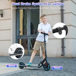RCB R11 Kids Electric Scooter for Age 6-12, 150W Motor, 3 Speed Modes up to 9.9 mph & 5 Miles Range, 7"/6" Solid Tyres, LED Lights & Display, Bluetooth Speaker, Foldable 6.65kg, CE Certified