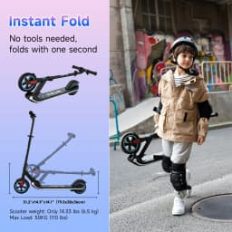 RCB R11 Kids Electric Scooter for Age 6-12, 150W Motor, 3 Speed Modes up to 9.9 mph & 5 Miles Range, 7"/6" Solid Tyres, LED Lights & Display, Bluetooth Speaker, Foldable 6.65kg, CE Certified