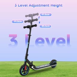 RCB R11 Kids Electric Scooter for Age 6-12, 150W Motor, 3 Speed Modes up to 9.9 mph & 5 Miles Range, 7"/6" Solid Tyres, LED Lights & Display, Bluetooth Speaker, Foldable 6.65kg, CE Certified