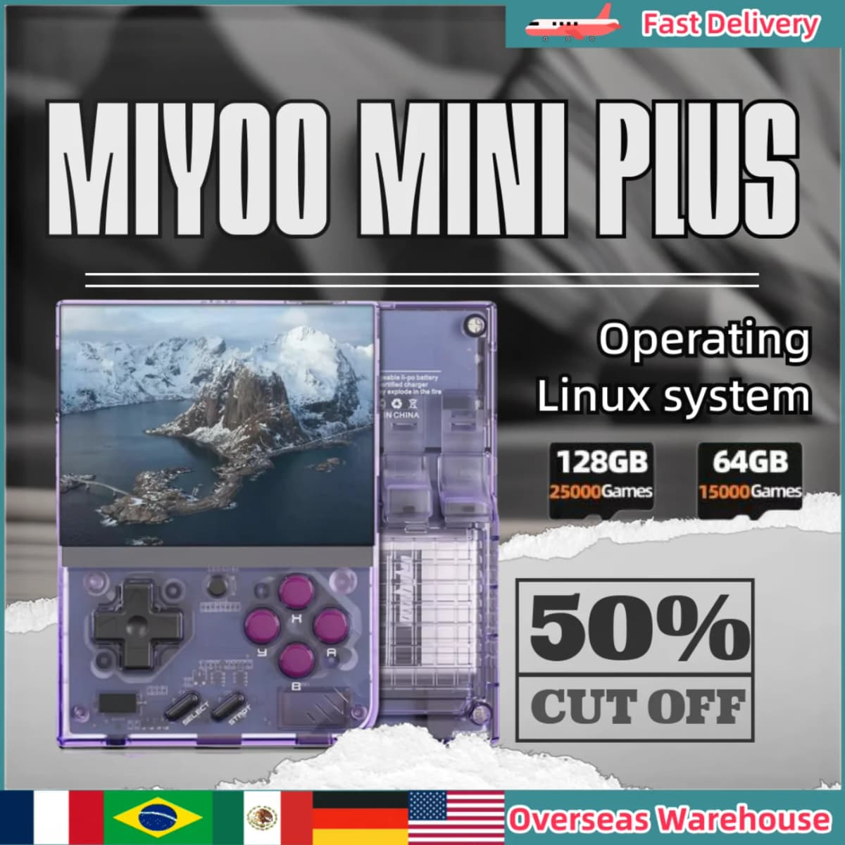 MIYOO Mini Plus Retro Handheld Game Console Portable Classic Video Game Console Linux System 3.5-inch IPS Screen Children's Gift