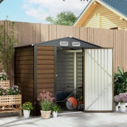 6.2 X 4.3ft Garden Metal Shed with Ventilation Slots for Garden, Patio, Oak