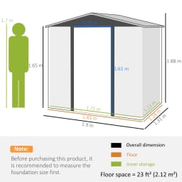 6.2 X 4.3ft Garden Metal Shed with Ventilation Slots for Garden, Patio, Oak