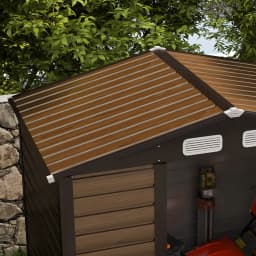 6.2 X 4.3ft Garden Metal Shed with Ventilation Slots for Garden, Patio, Oak