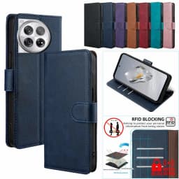 Business Book Style RFID Multi Card Cover For Oneplus 12 12R 11 11R 10 Pro 10T Magnetic Buckle Leather Flip Phone Case Coque
