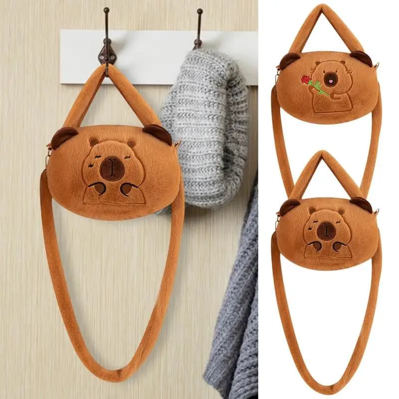 Capybara Plush Bag Cartoon Plush Animal Shoulder Bag Capybara Purse Fashionable Stuffed Animal Bag Plush Handbags for Girls