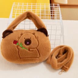 Capybara Plush Bag Cartoon Plush Animal Shoulder Bag Capybara Purse Fashionable Stuffed Animal Bag Plush Handbags for Girls