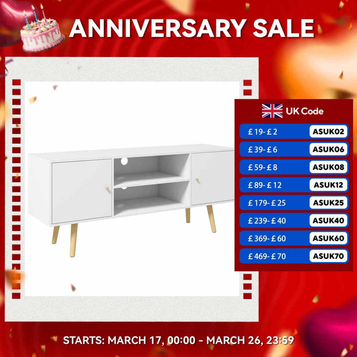 HOMCOM TV Unit Cabinet for TVs up to 55 Inches W/ Shelves and Cupboards, White