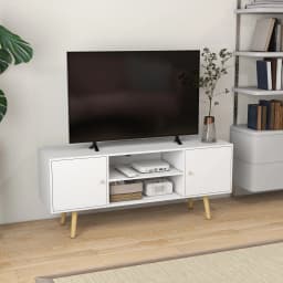 HOMCOM TV Unit Cabinet for TVs up to 55 Inches W/ Shelves and Cupboards, White