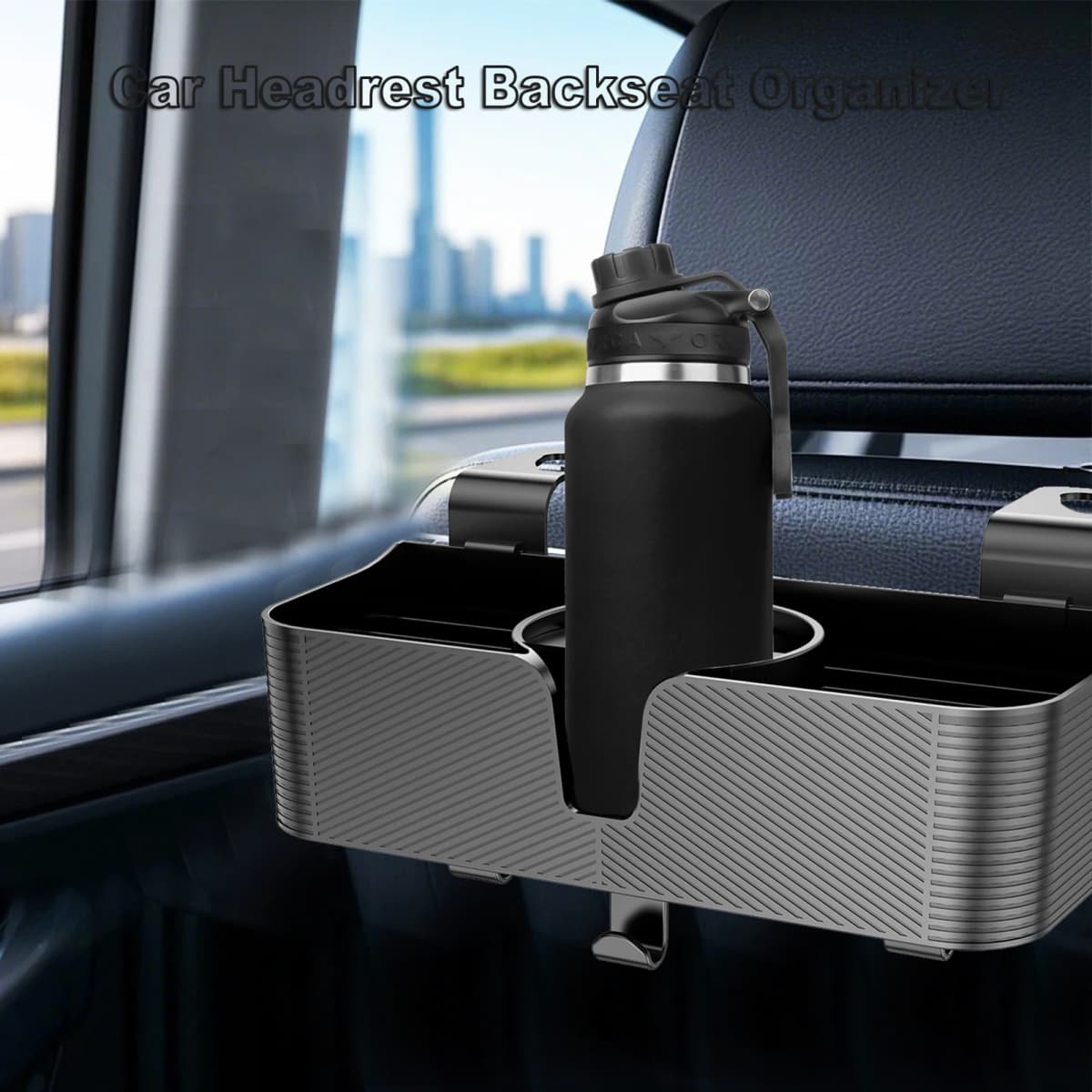 Car Backseat Headrest Organizer Backseat Food Drink Storage Rack Car Headrest Organizer With Cup Holder & Hook For Travel