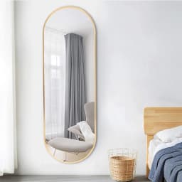 【Lifeideas】Modern Oval Metal Full Length Wall Mirror Gold/Black