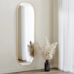 【Lifeideas】Modern Oval Metal Full Length Wall Mirror Gold/Black