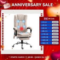 Vinsetto 6-Point Vibrating Heat Massage Chair w/ Microfibre Upholstery Grey