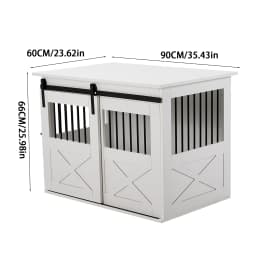 Voltsify Wooden Dog Crate with Lockable Barn Door, Storage Top & Anti-Chew Security for Small/Medium Pets