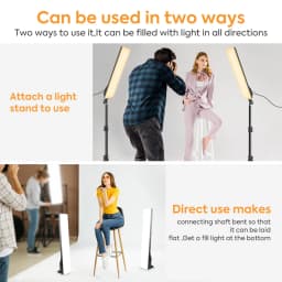 14*72cm Panel Led Photo Video Light, Adjustable 2700-7500k Continuous 180° Rotating Head Light With Remote Control For Studio