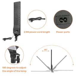 14*72cm Panel Led Photo Video Light, Adjustable 2700-7500k Continuous 180° Rotating Head Light With Remote Control For Studio