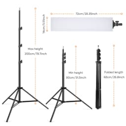 14*72cm Panel Led Photo Video Light, Adjustable 2700-7500k Continuous 180° Rotating Head Light With Remote Control For Studio