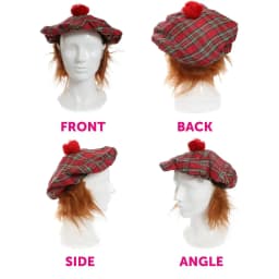 Tam O' Shanter Hat with Wig - Scottish Fancy Dress Hat with Attached Ginger Hair - St Andrews Day - Scotland Burns Night