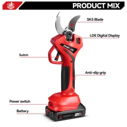 ONEVAN 55mm Brushless Electric Pruning Shear Cordless 2 Gears Scissors Fruit Tree Bonsai Garden Cutter For 21V 18V Battery