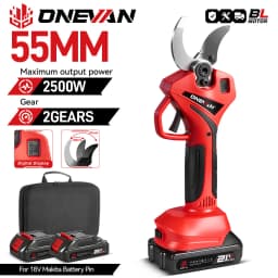 ONEVAN 55mm Brushless Electric Pruning Shear Cordless 2 Gears Scissors Fruit Tree Bonsai Garden Cutter For 21V 18V Battery