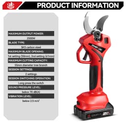 ONEVAN 55mm Brushless Electric Pruning Shear Cordless 2 Gears Scissors Fruit Tree Bonsai Garden Cutter For 21V 18V Battery