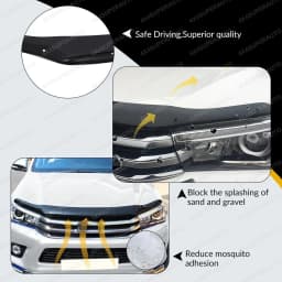Dark Black Bonnet Deflector For TOYOTA HILUX 2021 2022 2023 2024 2025 Front Bug Shield Hood Deflector Double Cab No Drilling
