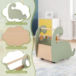 DORTALA 2 in 1 Wooden Baby Push Walker Toddler Shopping Cart w/Handle-Green