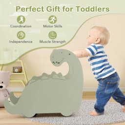 DORTALA 2 in 1 Wooden Baby Push Walker Toddler Shopping Cart w/Handle-Green