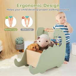 DORTALA 2 in 1 Wooden Baby Push Walker Toddler Shopping Cart w/Handle-Green